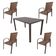 Conjunto Mesa Retangular 1.20x0.80 Com 4 Cadeiras Roma Em Alumínio Área Externa Marrom