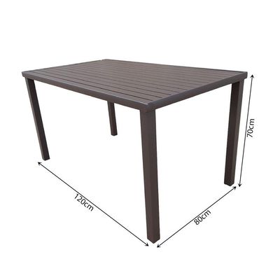 Conjunto Mesa Retangular 1.20x0.80 Com 4 Cadeiras Roma Em Alumínio Área Externa Marrom