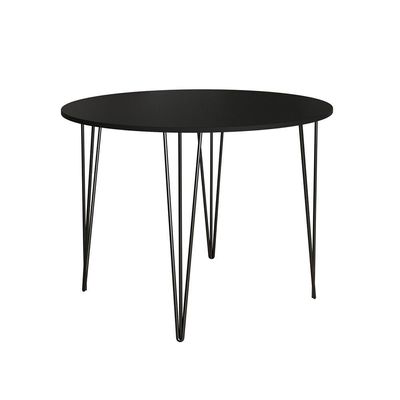 Mesa Jantar Redonda Preta Hairpin 110cm Elen Base Ferro Preto