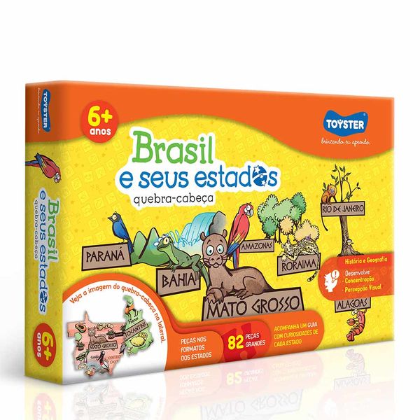 Quebra-Cabeça Toyster Brasil e Seus Estados com 82 Peças Quebra-Cabeça Toyster Brasil e Seus Estados com 82 Peças