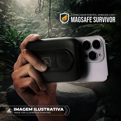 Carregador portátil wireless 2 em 1 magsafe survivor