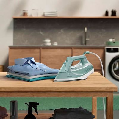 Ferro de Passar a Vapor e a Seco Electrolux Experience Care ESI51 com PowerVapour Base Glissium Spray de Água e Vapor Vertical Branco e Verde / 220V