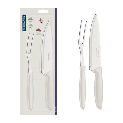 Jogo Trinchante Inox 2 Pçs Plenus Branco Tramontina
