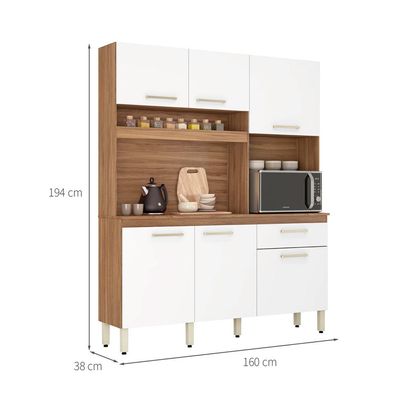 Kit de Cozinha Álamo 6 PT 1 GV Amêndola e Branco