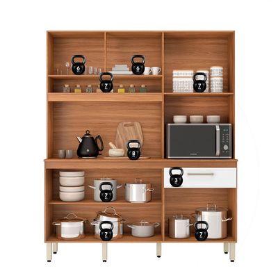 Kit de Cozinha Álamo 6 PT 1 GV Amêndola e Branco