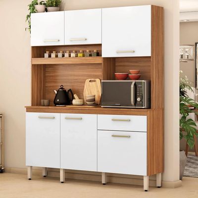 Kit de Cozinha Álamo 6 PT 1 GV Amêndola e Branco