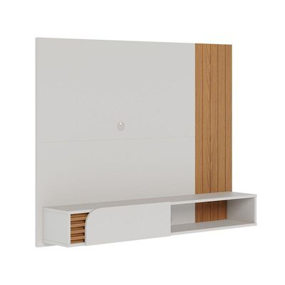 Painel Home Suspenso com Detalhe Ripado Para TV Até 60' Jurere Off White Matte Freijo Colibri
