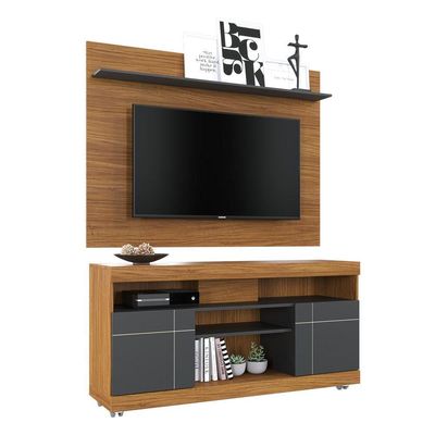 Rack com Painel Para TV Até 55 Pol 136x168cm Colibri Noce-preto