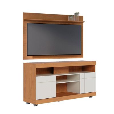 Rack com Painel Para TV Até 55 Pol 136x168cm Colibri Freijó Off White