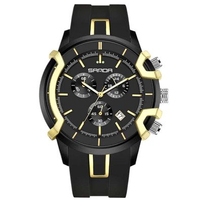 Relógio De Quartzo Masculino Design Esportivo Criativo à Prova D 'água Amarelo