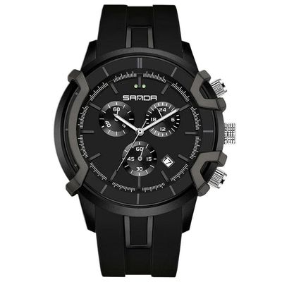 Relógio De Quartzo Masculino Design Esportivo Criativo à Prova D 'água Preto