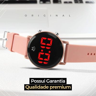 Relogio Digital Feminino Led Redondo Aço Inoxidavel Presente Casual Ajustavel Moda Silicone Original