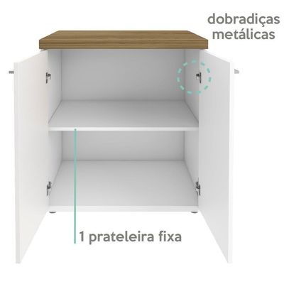 Balcao Multiuso Tampo Tamburato 70cm Olmo Branco Tok Arty Olmo Branco