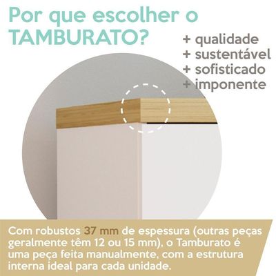 Balcao Multiuso Tampo Tamburato 70cm Olmo Branco Tok Arty Olmo Branco