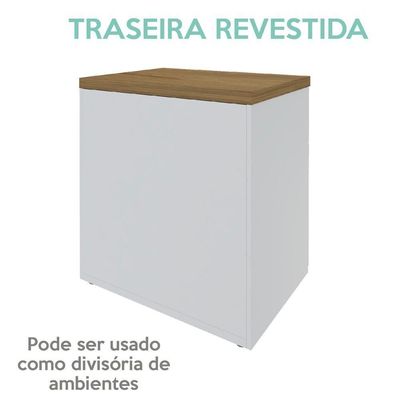 Balcao Multiuso Tampo Tamburato 70cm Olmo Branco Tok Arty Olmo Branco