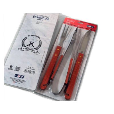Kit Churrasco Inox 3 Pcs Essencial Ud 3701 - Fixxar