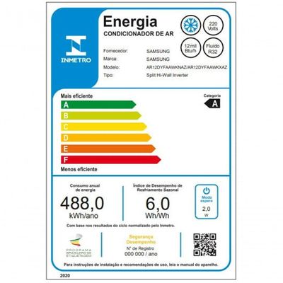 Ar Condicionado Split Hi Wall Samsung Windfree AI Inverter 12.000 Btus Frio 220V R-32