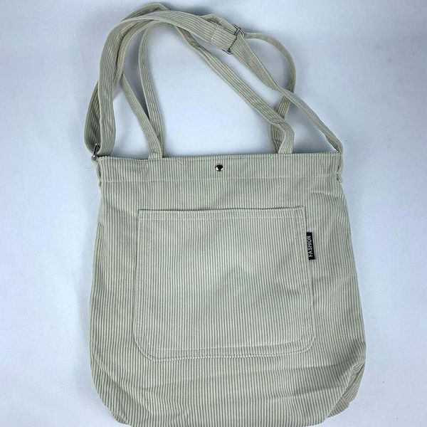Bolsa Sacola Feminina Veludo Cotelê Casual Escolar Faculdade Bolsa Tote Retrô caqui