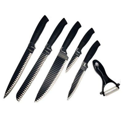 Kit Facas 6 Peças Aço Inox Churrasco Gourmet Pretas