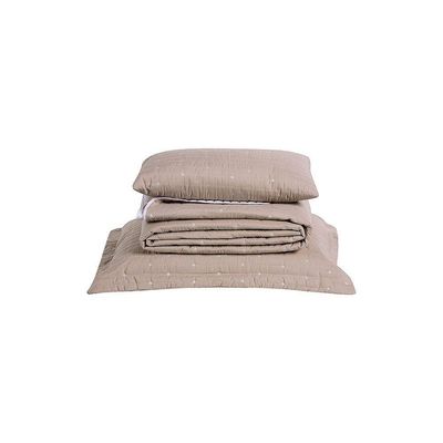 Kit Cobre Leito Solteiro 4 Peças Bordado Urbany 100% Poliéster Hipercal 400 Fios Cáqui