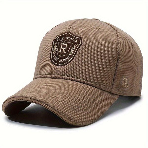 Boné De Beisebol Unissex Com Emblema Da Letra R De Algodão Marrom