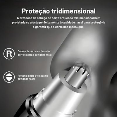 Aparador de Pelos para Nariz, Orelhas e Sombrancelha Design Ergonômico e Portátil Linha Premium