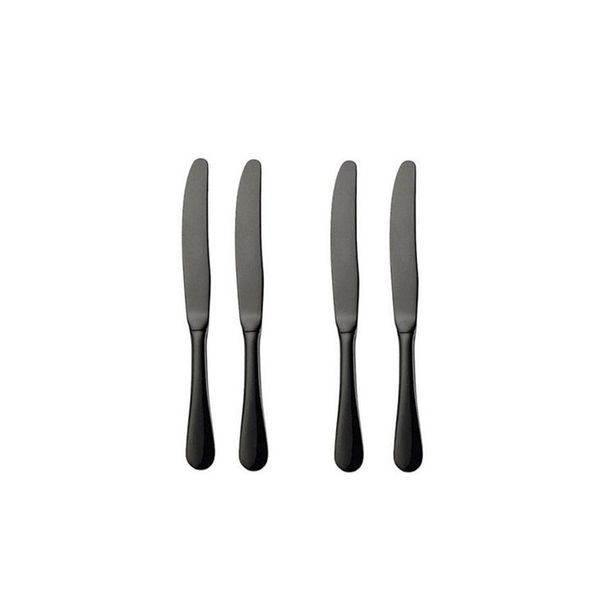 Faca de Mesa Preto Talher Titanium Aço Inox 4un