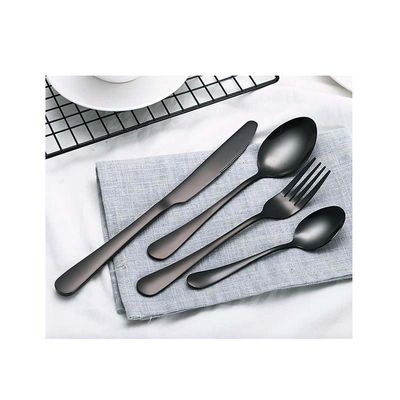 Faca de Mesa Preto Talher Titanium Aço Inox 4un