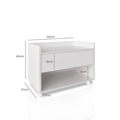 Balcão Móvel De Banheiro Mdf Organizador Gabinete Com Rodízios SSX Multicoisas Branco