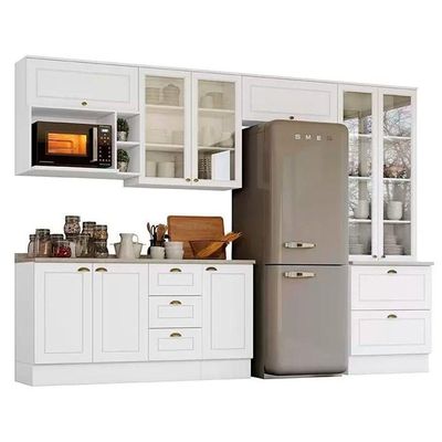 Cozinha 9 Peças (4 Aéreos + 1 Paneleiro + 2 Balcões + 2 Complementos ) C5p27 Branco