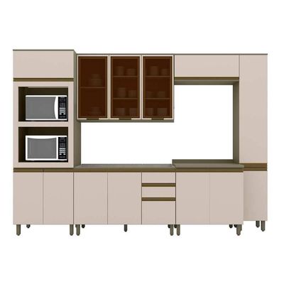 Cozinha 7 Peças (2 Armários + 2 Paneleiros + 2 Balcões + 1 Complemento) C6p21 Duna-cristal