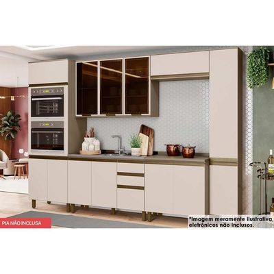 Cozinha 7 Peças (2 Armários + 2 Paneleiros + 2 Balcões + 1 Complemento) C6p21 Duna-cristal