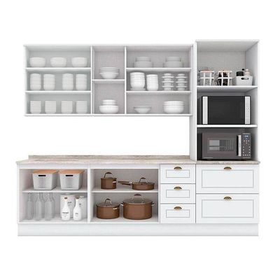 Cozinha 7 Peças (2 Armários + 1 Paneleiro + 2 Balcões + 2 Complementos) C5p49 Branco