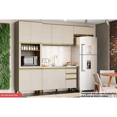 Cozinha 4 Peças (2 Armários + 1 Paneleiro + 1 Balcão) C6p12 Duna-cristal