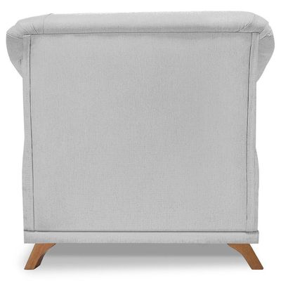 Poltrona Decorativa Retro Polo Com Almofada Linho Grigio Ezz Grigio