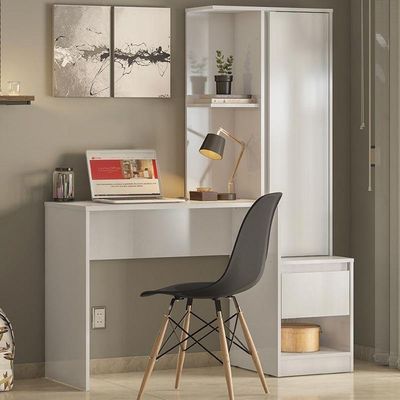 Escrivaninha Office Morada Com Armário 1 Porta E 1 Gaveta Branco Demóbile Branco