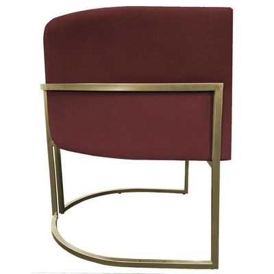 Poltrona Decorativa Recepção Luna Suede Base Ferro Champagne Bordô Suede