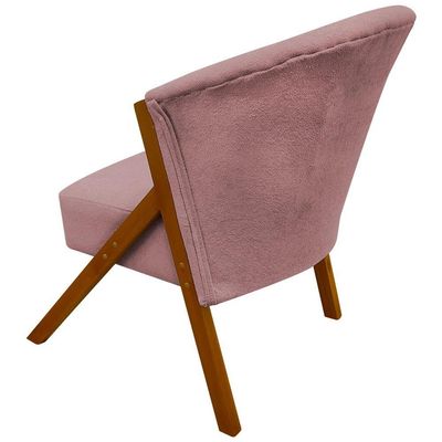 Kit 2 Poltronas Decorativa Para Sala You Bouclê Premium Braça Amadeirada Rosê Bouclé