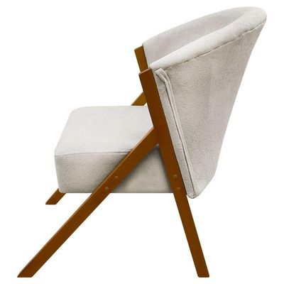Kit 2 Poltronas Decorativa Para Sala You Bouclê Premium Braça Amadeirada Bege Bouclé