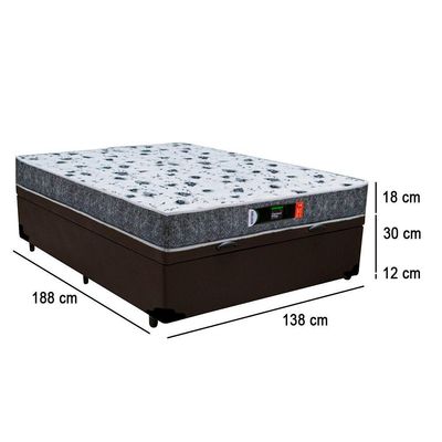 Cama Box Baú Casal + Colchão Ortopédico Resistente Pró D28 Prime Colchões 138x188x60 Marrom