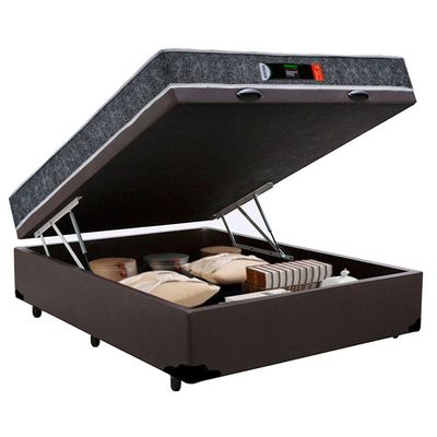 Cama Box Baú Casal + Colchão Ortopédico Resistente Pró D28 Prime Colchões 138x188x60 Marrom