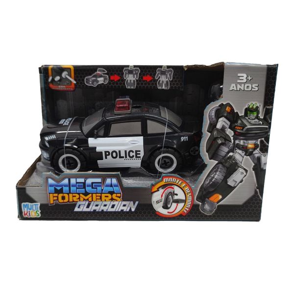 Carrinho Transformável Megaformers Guardian Polícia Preto com Ferramenta Multikids - BR1755 BR1755 Carrinho Transformável Megaformers Guardian Polícia Preto com Ferramenta Multikids - BR1755 BR1755