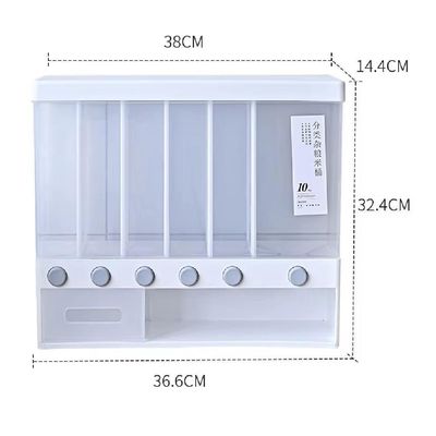 Dispenser Cereais Parede Grande 6 Divisoes Organizador Porta Alimentos Graos Arroz Feijão Suporte Mesa Bancada Cozinha