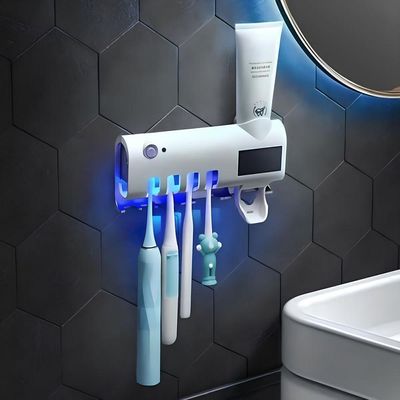 Suporte Dipenser Com Esterilizador Uv Porta Escova E Pasta De Dentes