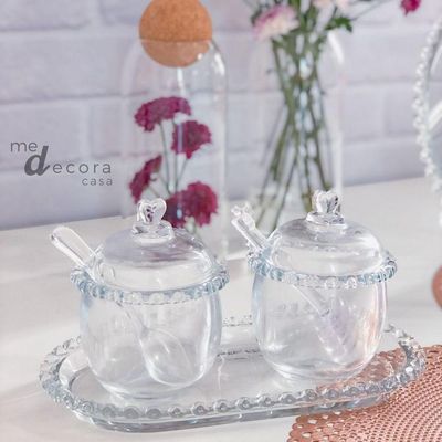 Açucareiro Cristal Borda Coração Lyor Transparente