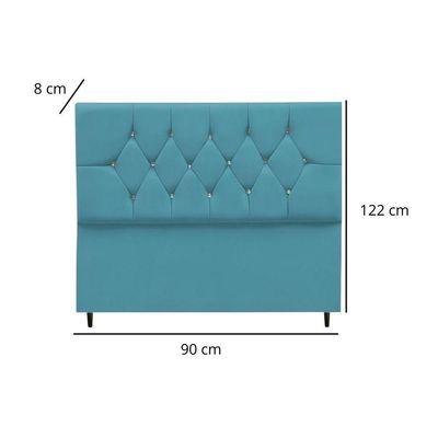 Cabeceira Cama Box Estofada Solteiro 90 Cm Suede Anitta azul Turquesa