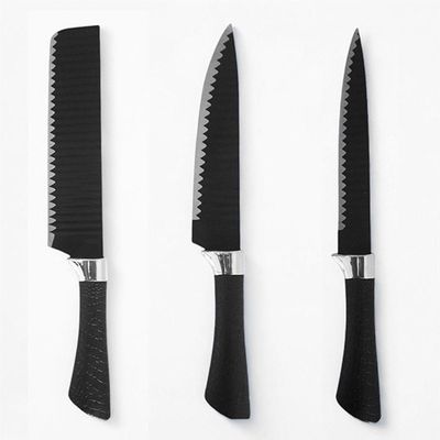 Kit Completo 6 Peças De Facas Com Cutelo Tesoura E Descascador Para Cozinha