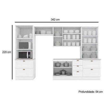 Cozinha 5 Peças (2 Armários + 2 Paneleiros + 1 Balcão) C5p55 Branco