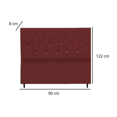 Cabeceira Cama Box Estofada Solteiro 90 Cm Suede Bruna Cor:bordô