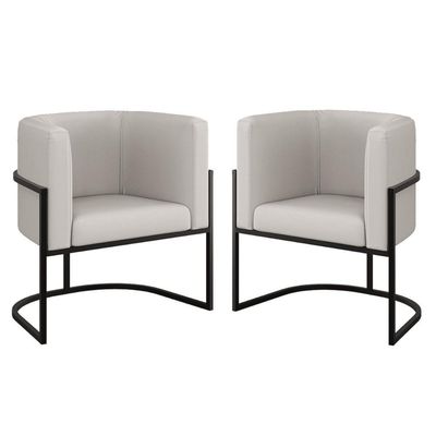 Kit 02 Poltronas Lua Sala Decorativa Base Ferro Gold Corino Bege